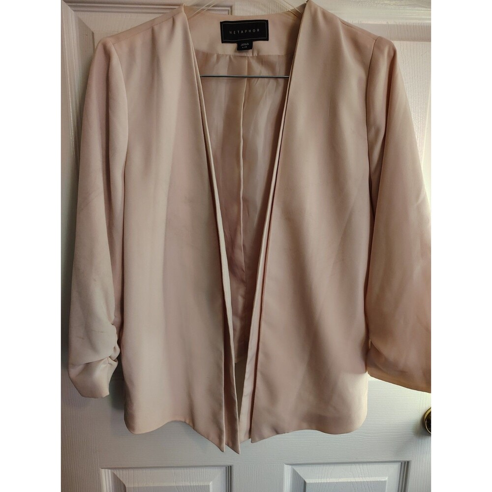 Metaphor Women's Beige Open Front Short Jacket Long Sleeve Size L